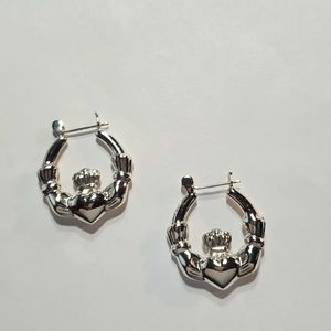 Sterling Silver Claddagh earrings hoops for women